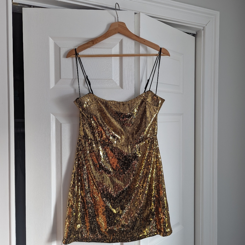 Urban Outfitters Gold Sequin Mini Dress